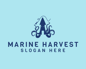 Marine Squid Fishing logo design