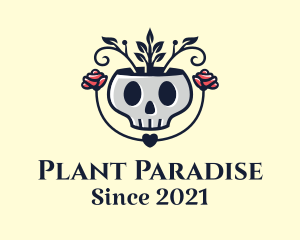 Rose Skull Plant logo design