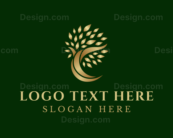 Gold Natural Tree Logo