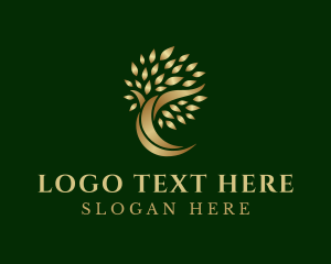 Gold Natural Tree logo