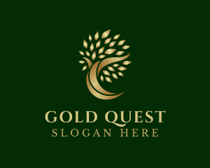 Gold Natural Tree logo design