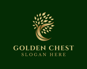 Gold Natural Tree logo design