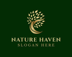 Gold Natural Tree logo design