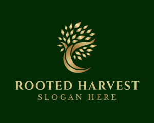 Gold Natural Tree logo design