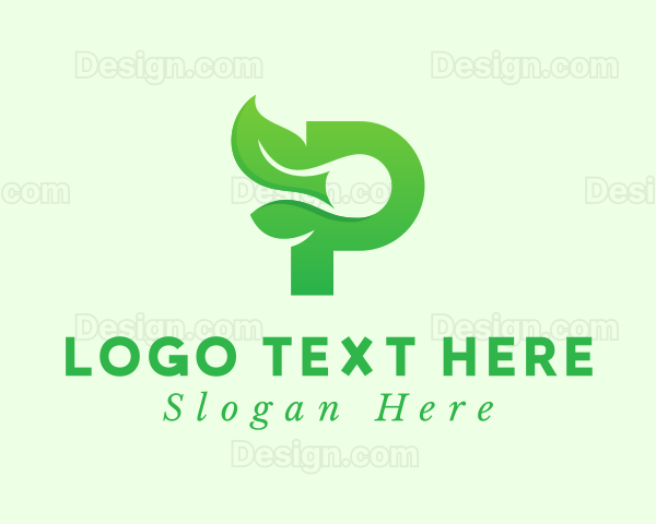 Green Eco Letter P Logo