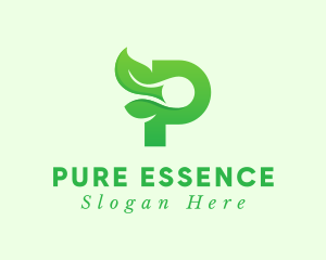 Green Eco Letter P logo design