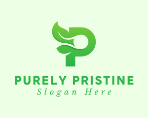 Green Eco Letter P logo design