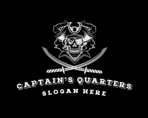 Pirate Skull Sword Captain logo design