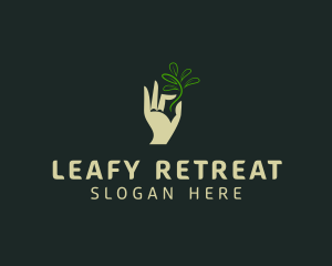 Hand Seedling Plant  logo design