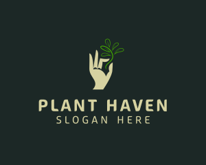 Hand Seedling Plant  logo design