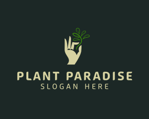 Hand Seedling Plant  logo design