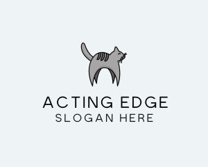 Gray Pet Cat logo design