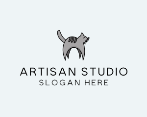 Gray Pet Cat logo design