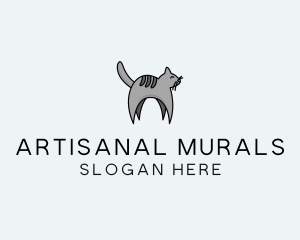 Gray Pet Cat logo design