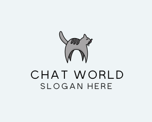 Gray Pet Cat logo design