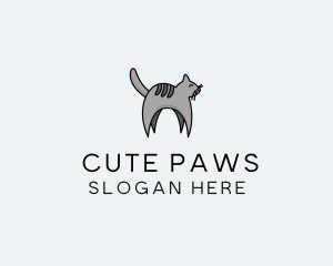 Gray Pet Cat logo design
