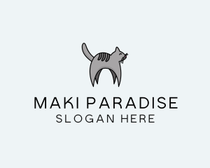 Gray Pet Cat logo design