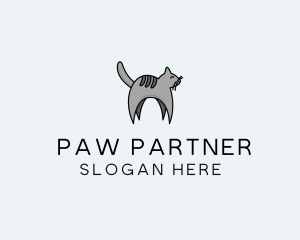 Gray Pet Cat logo design