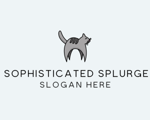 Gray Pet Cat logo design