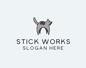 Gray Pet Cat logo design