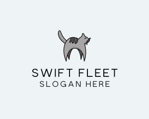 Gray Pet Cat logo design