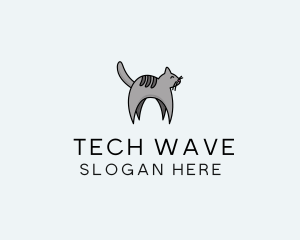 Gray Pet Cat logo design