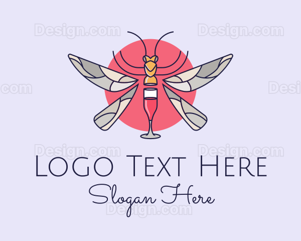 Wine Glass Dragonfly Logo