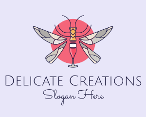 Wine Glass Dragonfly logo design