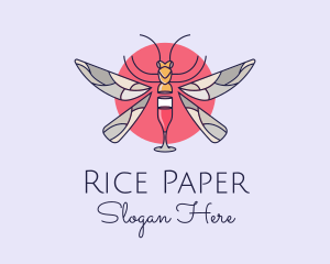 Wine Glass Dragonfly logo design