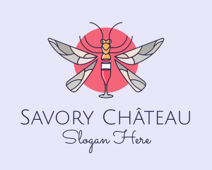 Wine Glass Dragonfly logo design