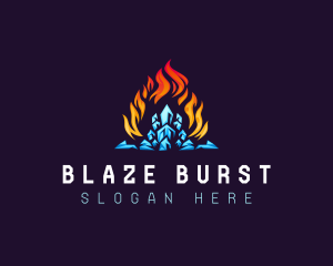 Blazing Fire Ice Crystal logo design