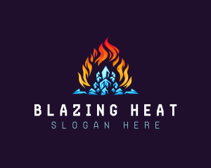 Blazing Fire Ice Crystal logo design