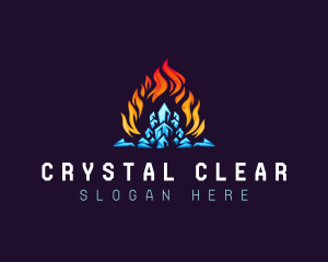 Blazing Fire Ice Crystal logo design