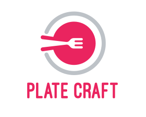 Pink Restaurant Plate logo design