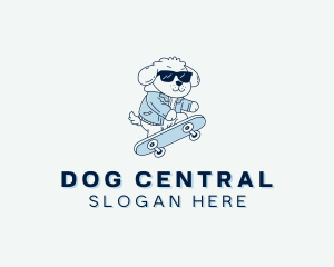 Sunglasses Dog Skateboard logo design