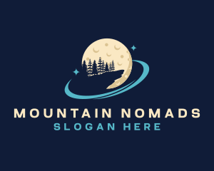 Tree Forest Moon Peak logo design