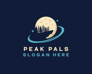 Tree Forest Moon Peak logo design