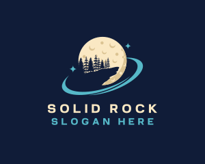 Tree Forest Moon Peak logo design