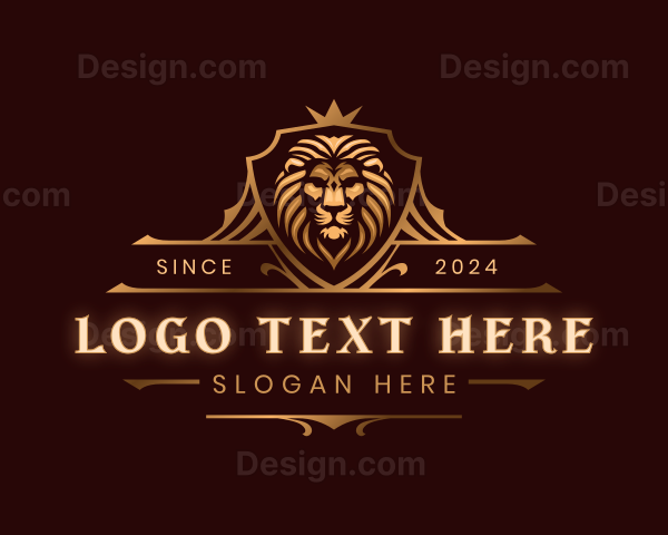 Elegant Lion Crest Shield Logo