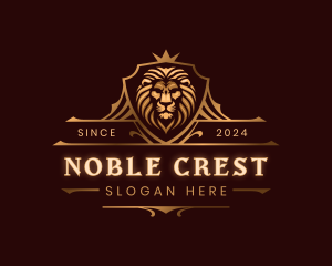 Elegant Lion Crest Shield logo design