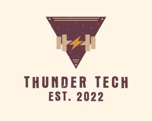 Thunder Dumbbell Badge logo design