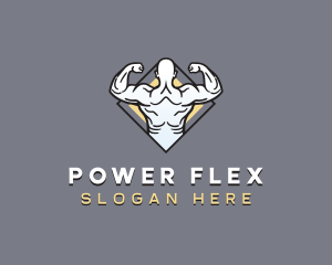 Muscular Man Bodybuilder logo design