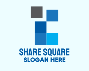 Blue Square Pixel logo design