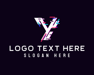 Cyber Data Glitch Letter Y logo