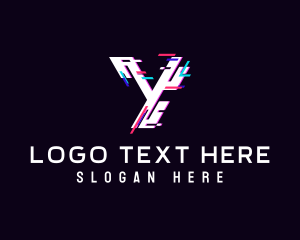 Cyber Data Glitch Letter Y Logo