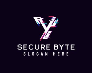 Cyber Data Glitch Letter Y logo