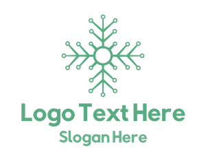 Green Circuit Snowflake Logo