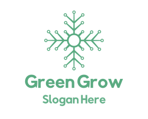 Green Circuit Snowflake logo design