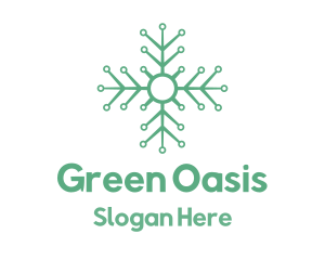 Green Circuit Snowflake logo design