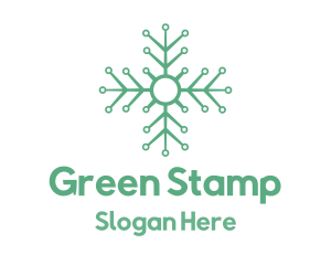 Green Circuit Snowflake logo design